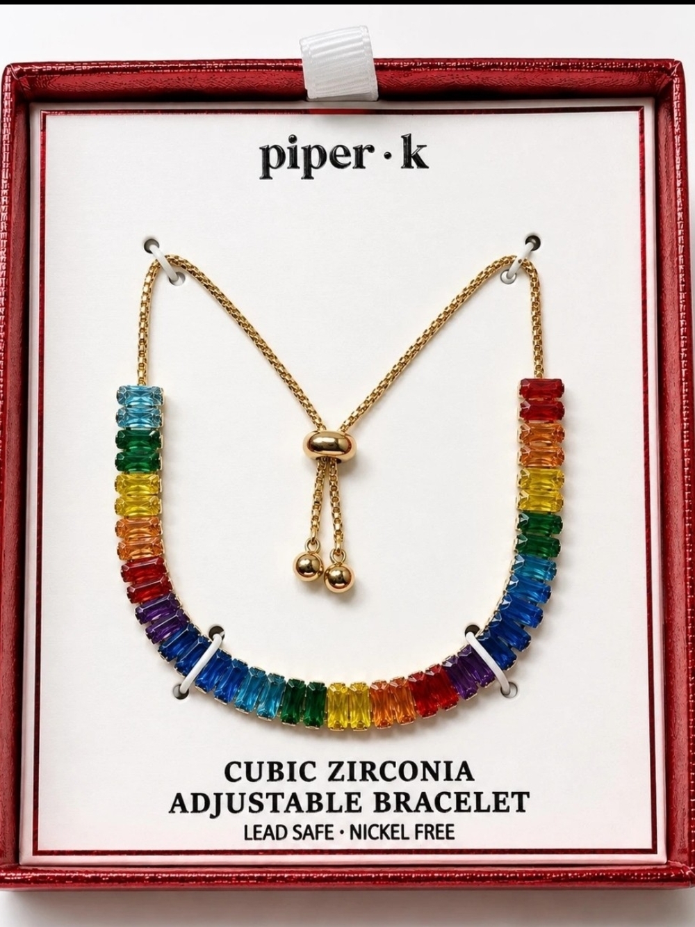 piper·k Gold-Tone Adjustable Rainbow Cubic Zirconia Bracelet